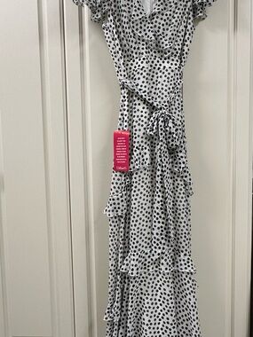 Alex Marie White Dress with Black Polka Dot Print